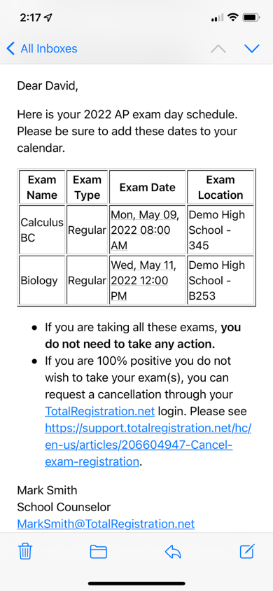 Exam Schedule Example