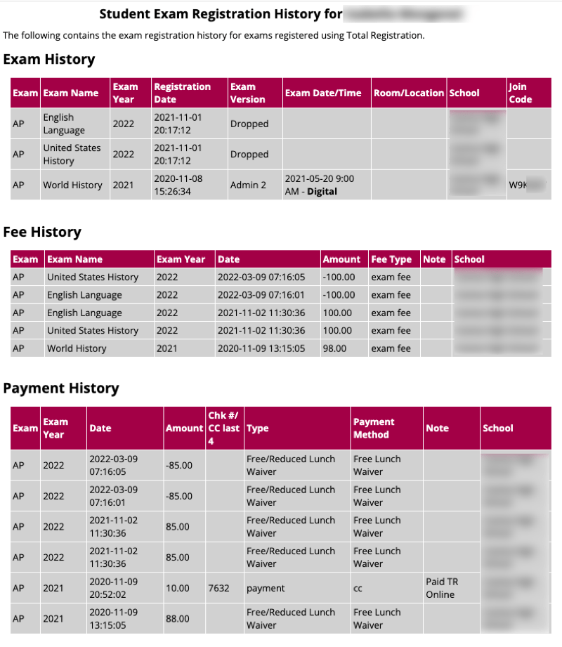 View/Edit Student's Fees/Waivers