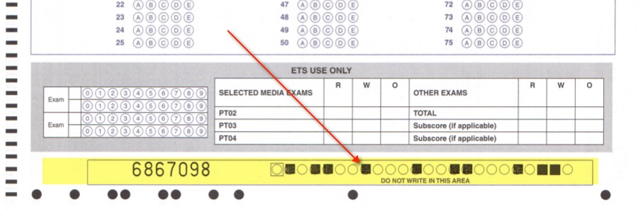 Image of "Prefilled" AP Answer Sheet Serial Number